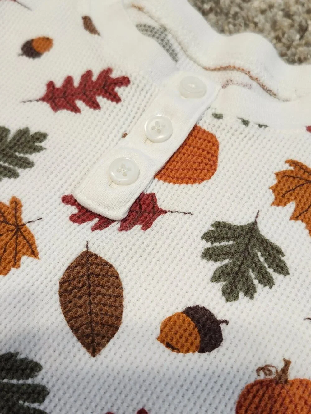 Gymboree Fall Pumpkin & Leaves Waffle Pajama Set – Toddler 2T – VGUC